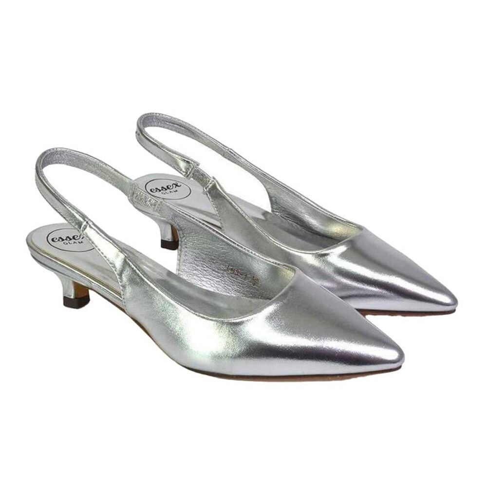 XY London Womens/Ladies Avalone Metallic Kitten Heel Sandals / Metallic Silver